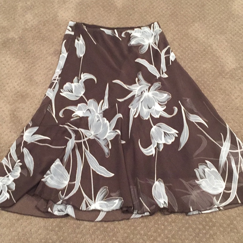 Brown floral skirt cut on bias